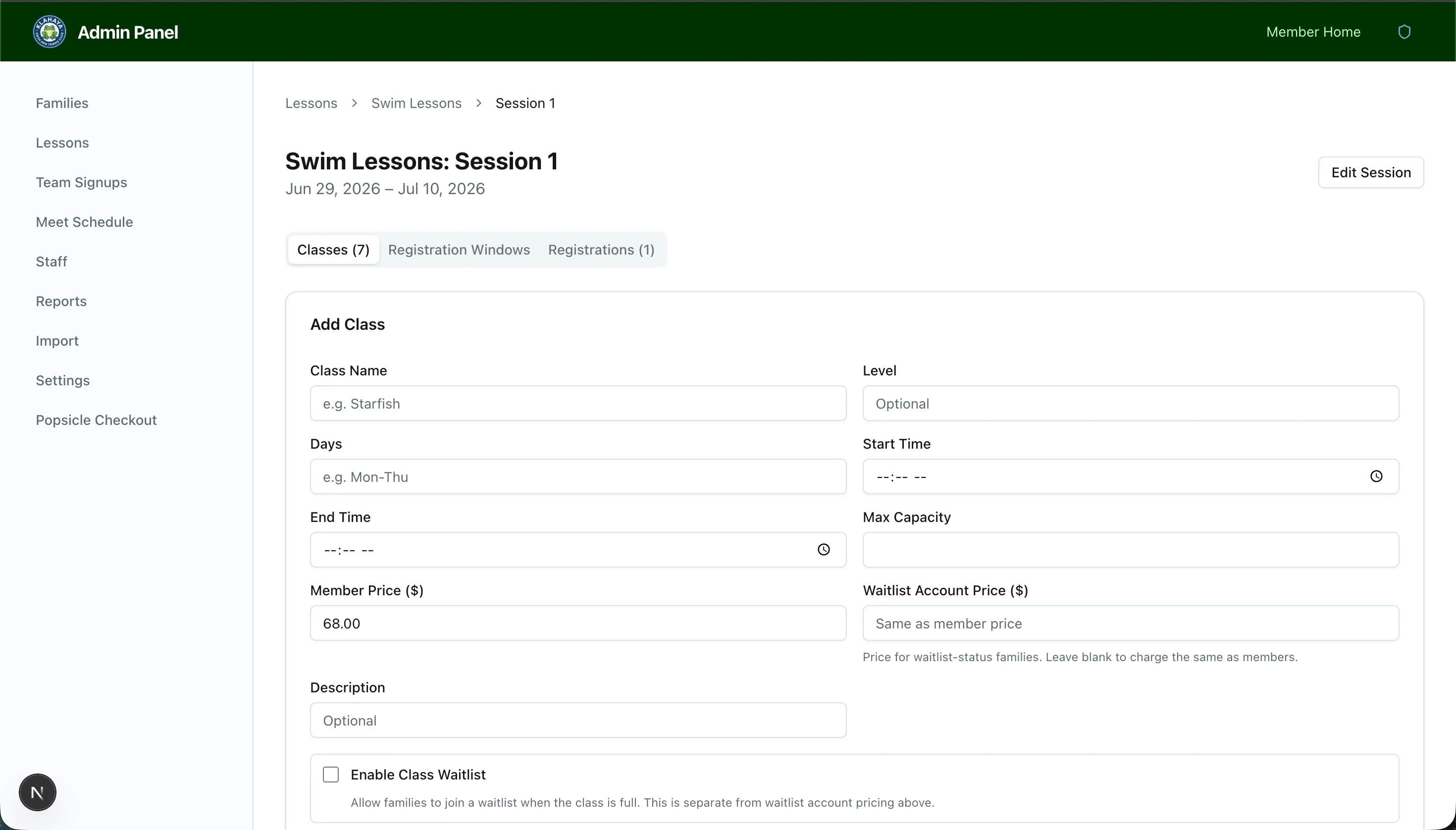 Registration Windows