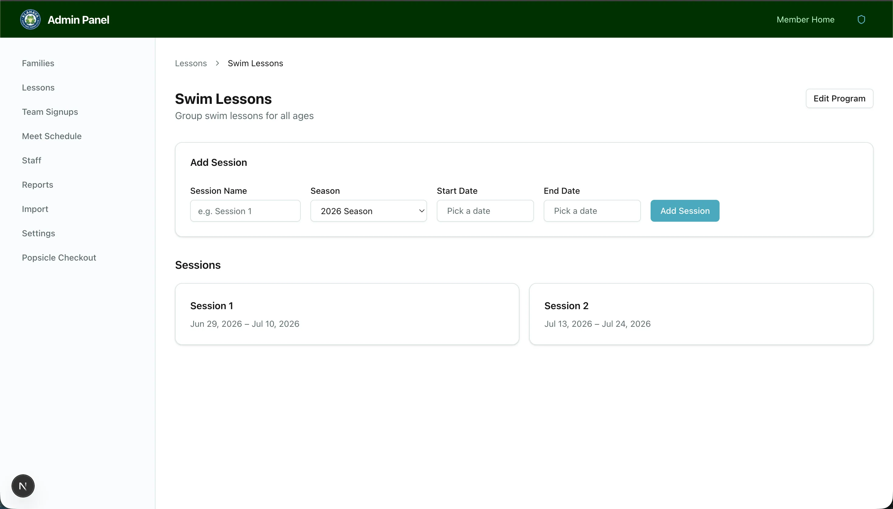 Programs and Sessions