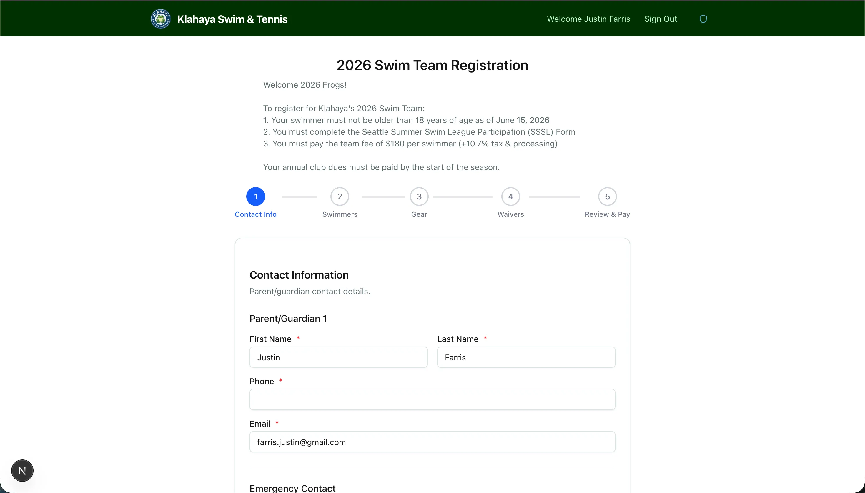 Team Registration Steps